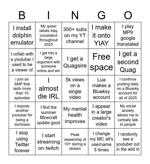 Bingo Projections 2025 Bingo Card