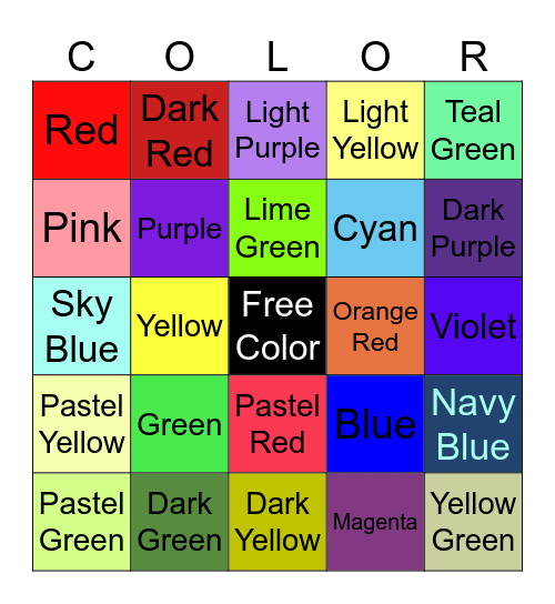 Colors Bingo Card