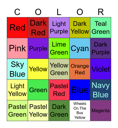 Colors Bingo Card