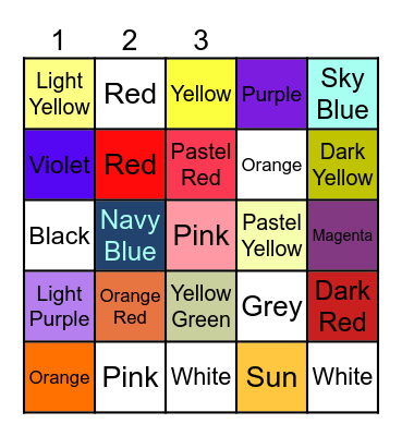 Colors Bingo Card