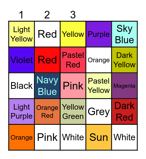 Colors Bingo Card