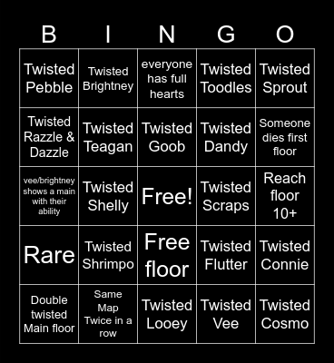 Dandy Run Bingo Card
