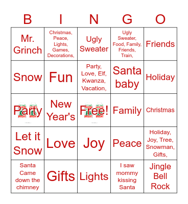 Ugly Sweater Bingo Card