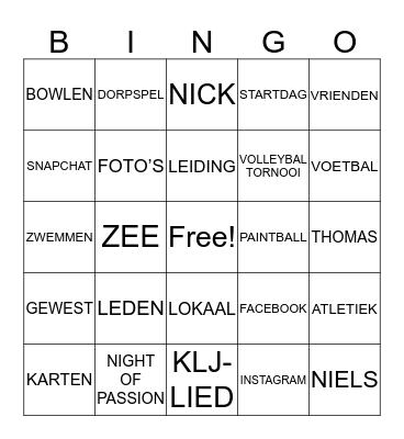 MOSSELFESTIJN 2016 Bingo Card