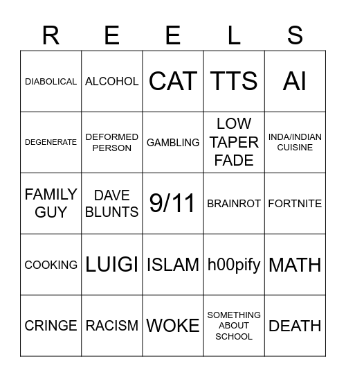 hawk tuah Bingo Card