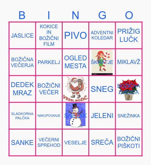 BOŽIČNA TOMBOLA Bingo Card