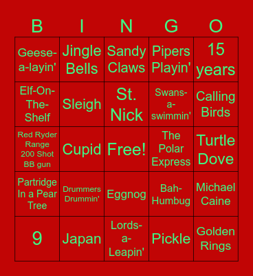 CHRISTMAS Bingo Card