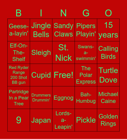 CHRISTMAS Bingo Card