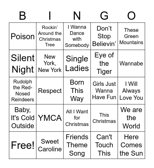 Music Bingo Card