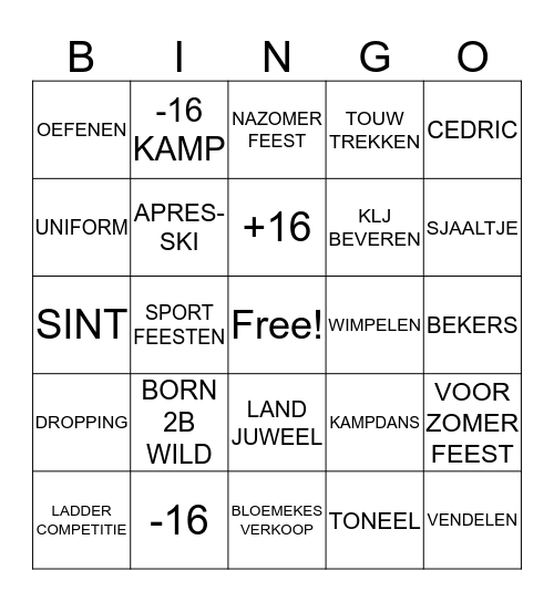 MOSSELFESTIJN 2016 Bingo Card