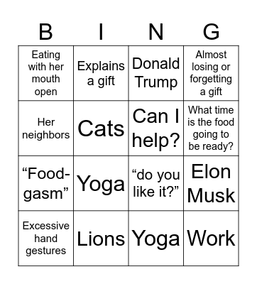 Family Christmas Bingo Card