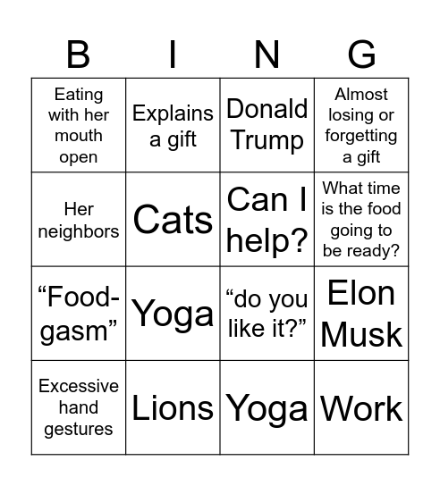 Family Christmas Bingo Card