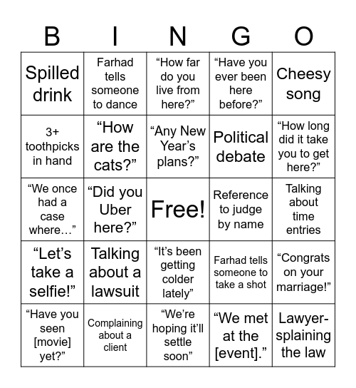 Novian & Novian 2024 Holiday Party Bingo Card