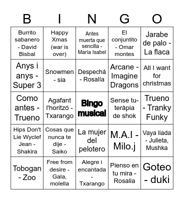 Bingo musical Bingo Card