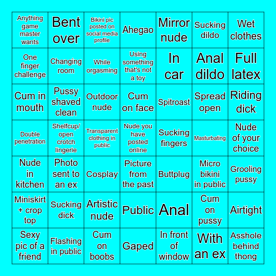 Loveubaby's naked bingo 7x7 Bingo Card