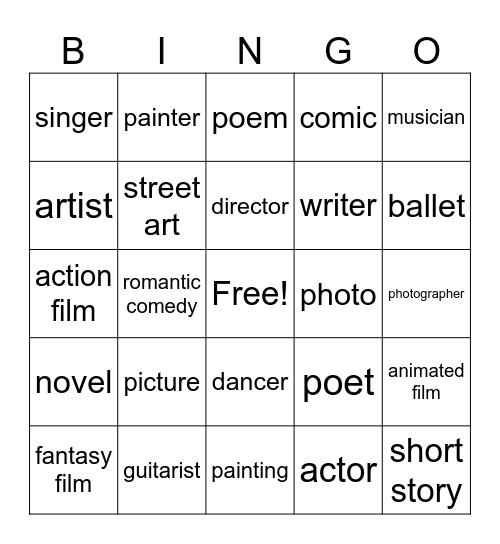 Unit 1 Vocabulary Bingo Card