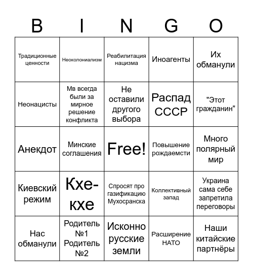 Путин. Прямая линия 2024 Bingo Card