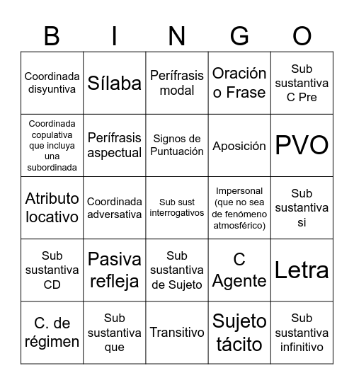 Bingo Card