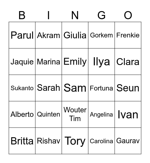 P&T Bingo Card