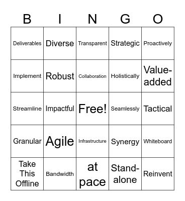 Corporate Buzzword Bingo Card
