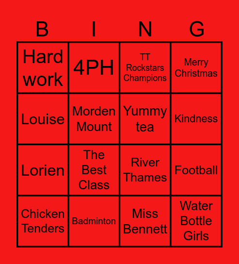 4PH Bingo Card