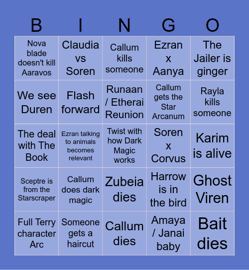 TDP Season 7 Bingo Card