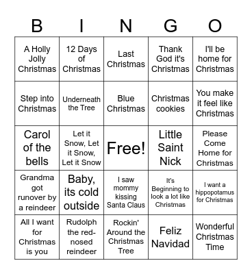 Christmas Time Bingo Card