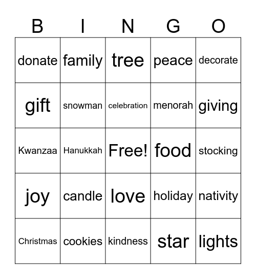 HOLIDAY BINGO Card