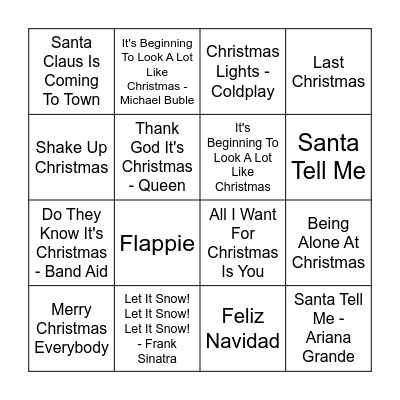 Kerstmuziek Bingo Card