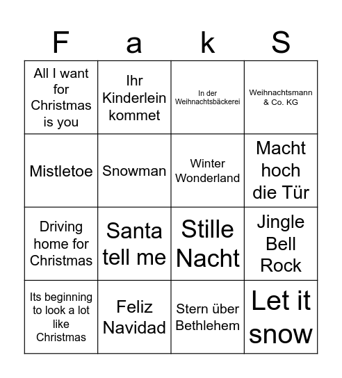 Weihnachtsbingo (made by E24) Bingo Card
