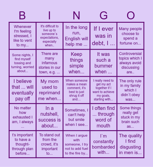 Svetlana Bingo Card