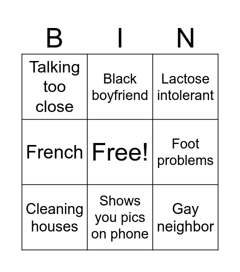 Family Bingo Card