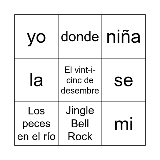 BINGO DE NADAL Bingo Card