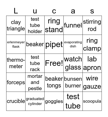 intro the chem vocab bingo Card