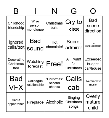 Cheesy Movie Bingo Card