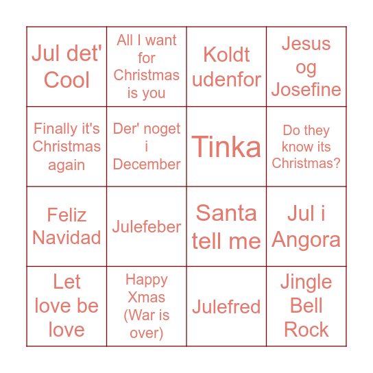 JULEMUSIK BINGO 2024 Bingo Card