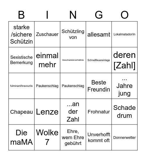 Willi-Hark-Bingo Card