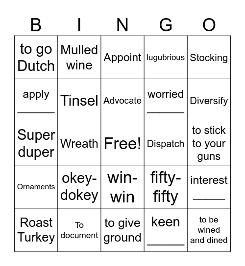Grup Tax Christmas Bingo Card