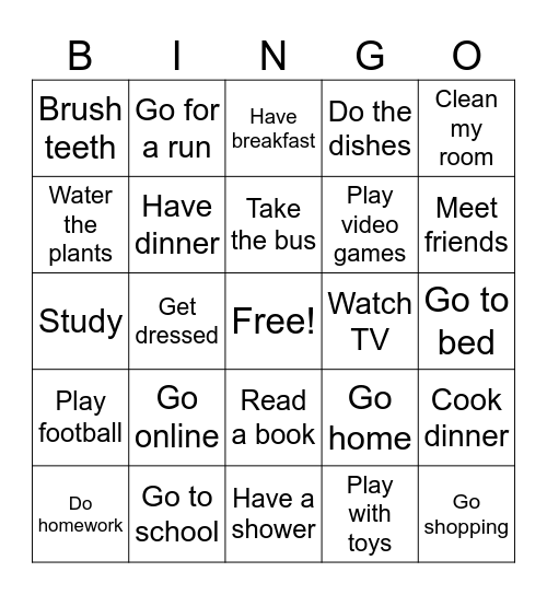 Daily Routine! Bingo Card