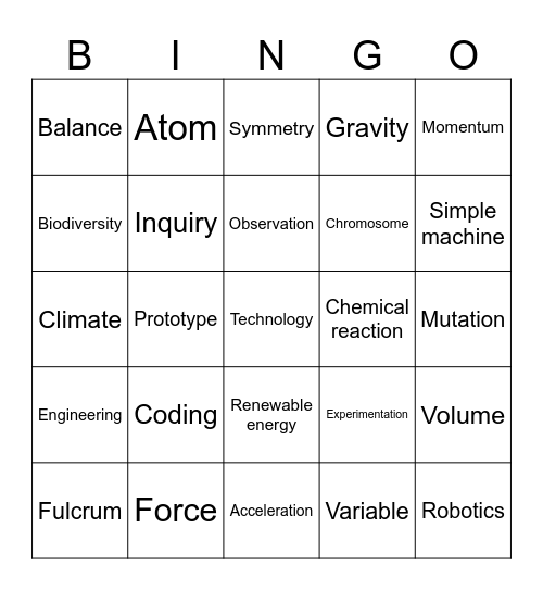 STEM Bingo Card