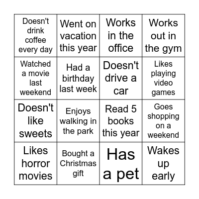 Find someone who... Bingo Card