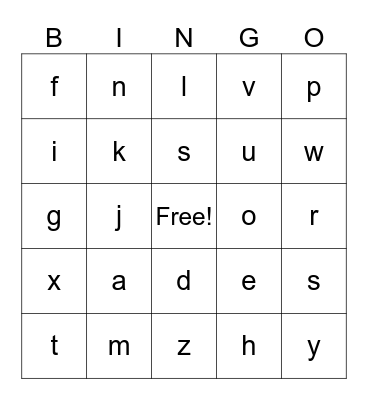 ABC Bingo Card
