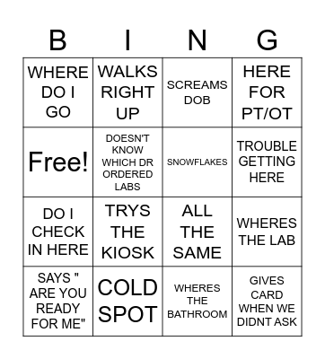PCA BINGO Card