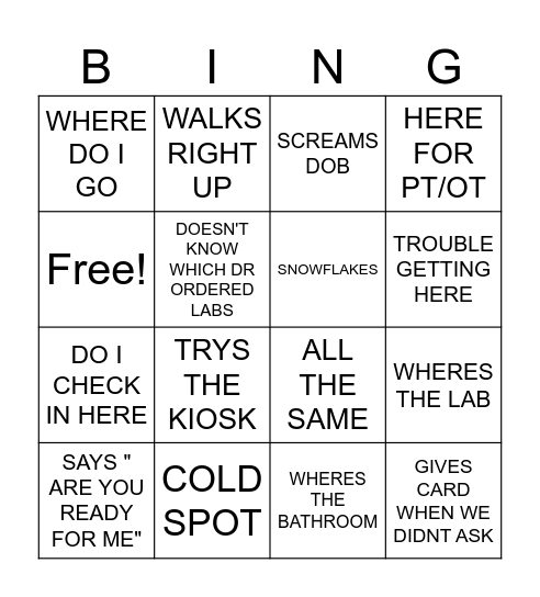PCA BINGO Card