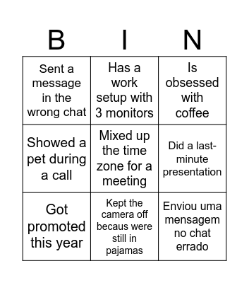 End of Year Bingo Card