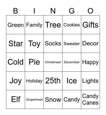 ESL Christmas BINGO Card