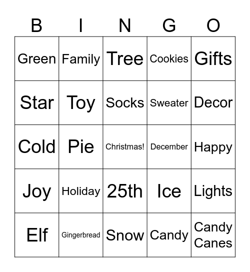 ESL Christmas BINGO Card