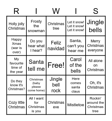 Kerst Bingo Card