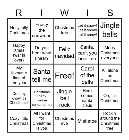 Kerst Bingo Card