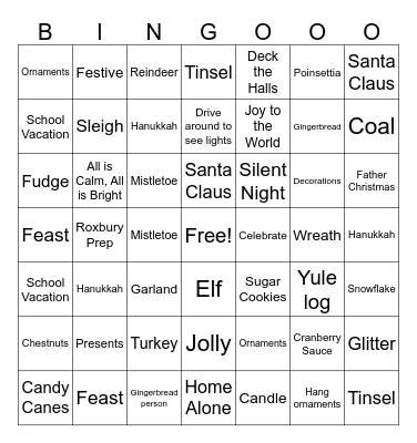 Holiday bingo Card